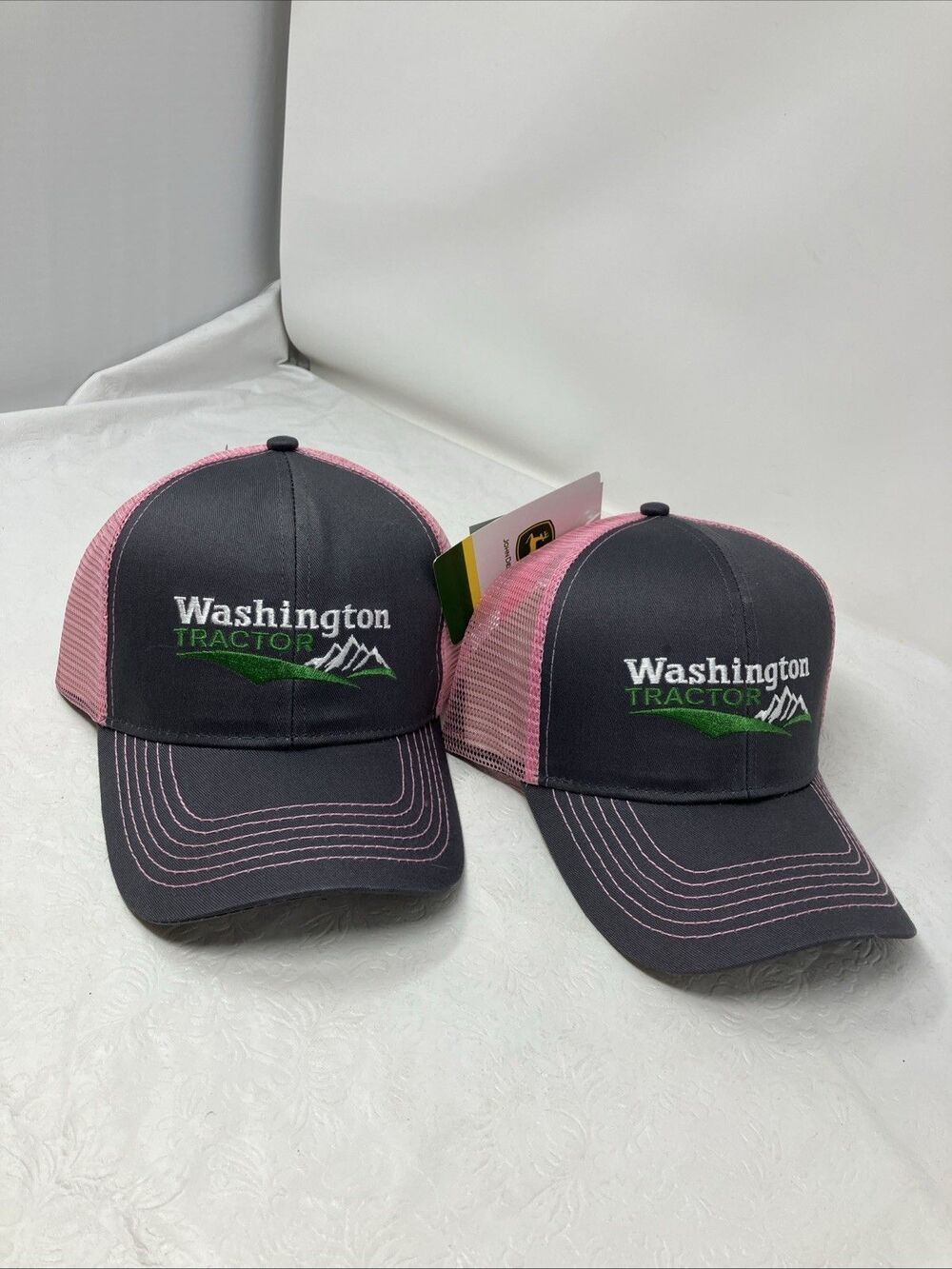 2 Washington Tractor John Deere Hat Cap Womens Adjustable Snapback Pink Mesh Lot